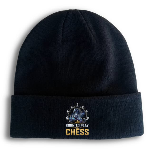 Zimná čiapka Kráľovský Šachový Jazdec Z Hviezd Born To Play Chess