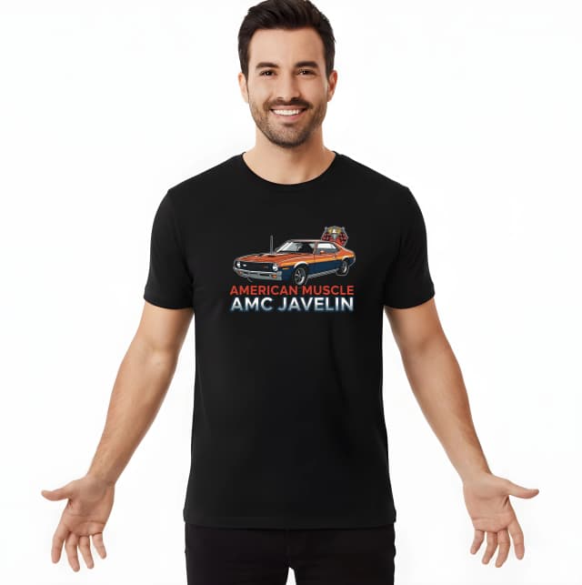 Pánske tričko Klasický American Muscle Amc Javelin Retro Pruhované Farby A Sila 70 Rokov