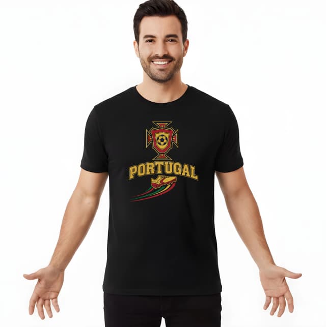 Pánske tričko Portugal Zlatý Futbalový Emblém Retro Kopačky A Národná Hrdosť