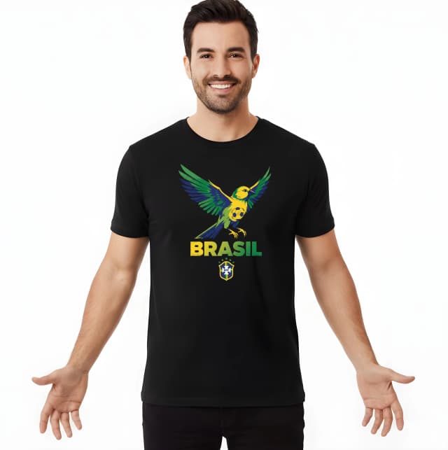 Pánske tričko Brasil Zelenožltý Kanár Futbalová Hrdosť A Letiaca Lopta