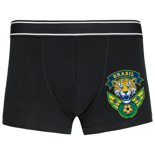 Boxerky Emblém Divokého Jaguára Brazil Sila Hrdosť A Futbalová Vášeň