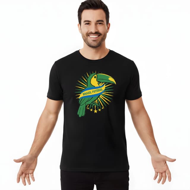 Pánske tričko Tukan Brasil Žiarivá Futbalová Vášeň V Zelenožltom Štýle