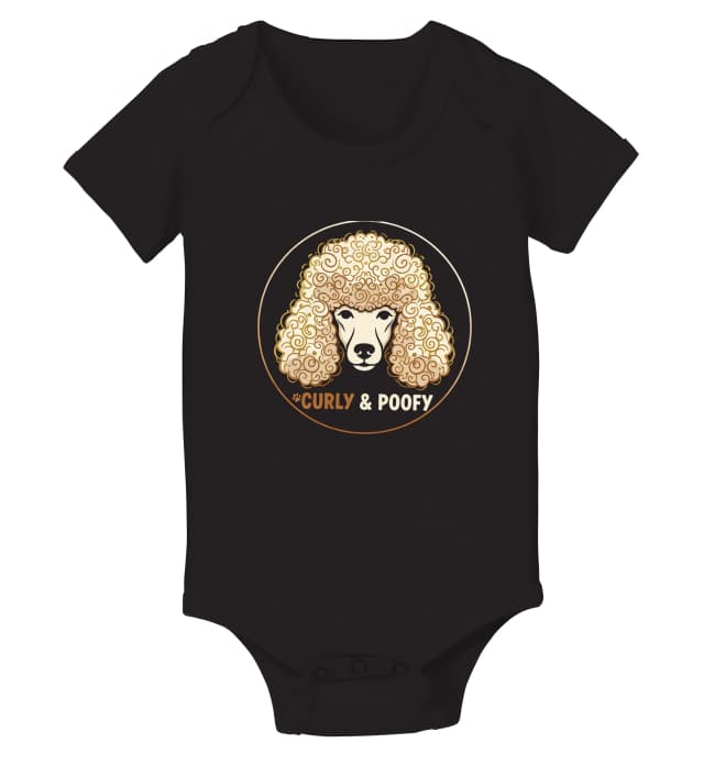 Detské body Pudel V Kučeravé Nadýchané Hrive Curly Poofy Elegantný Ikona