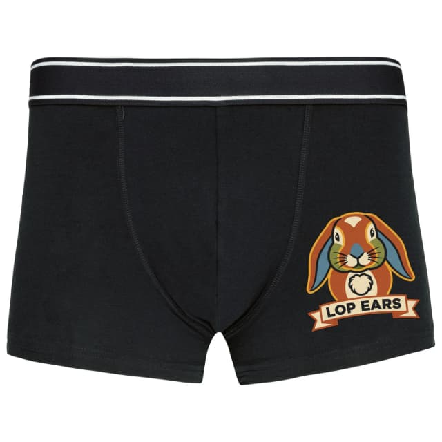Boxerky Roztomilý Trpasličí Králik Lop Ears Retro Logo S Visiacimi Ušima Pre Fanúšikov