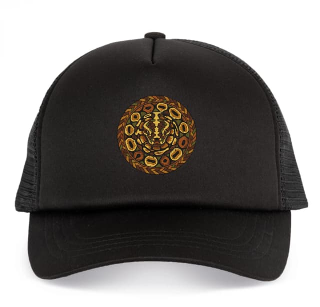Detská šiltovka Ball Python Mandala Zlatý Mozaikový Motív S Prírodnými Vzory A Štruktúrami