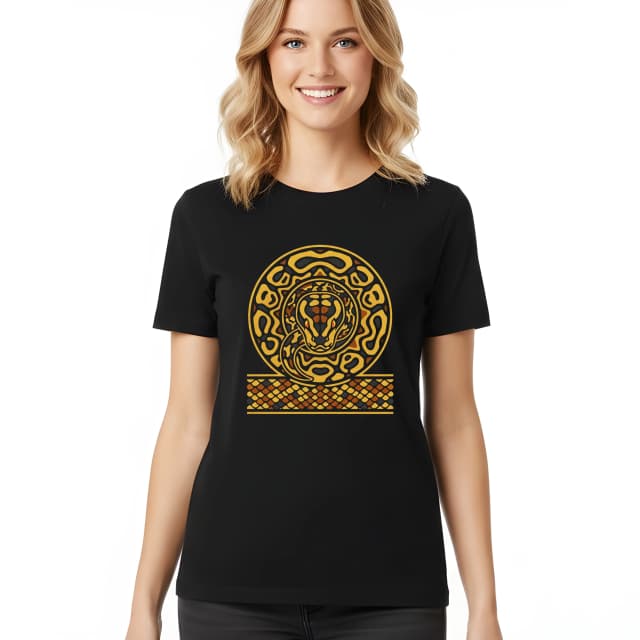 Dámske tričko Zlatý Mandalový Hadí Ornament Exotický Luxusný Design V Štýle Ball Python