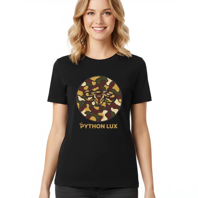 Dámske tričko Nočná Kamufláž Python Lux Exkluzívne Vzory Ball Python V Zemitých Tónoch