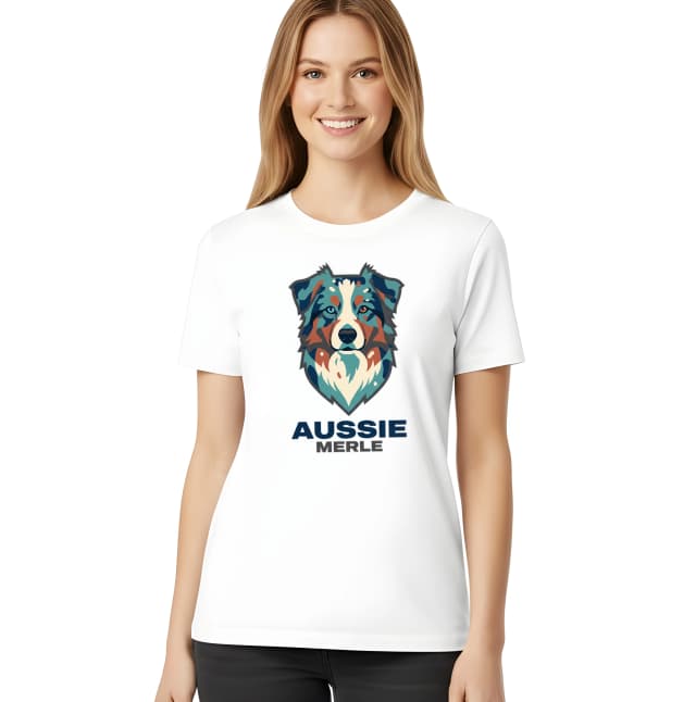Dámske tričko Aussie Merle Moderné Štylizovaný Portrét Austrálskeho Ovčiaka Pre Milovníkov