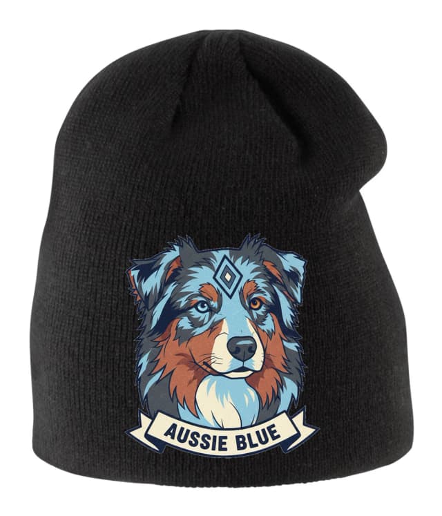 Detská zimná čiapka Aussie Blue Moderný Geometrický Portrét Austrálskeho Ovčiaka V Modrých Tónoch