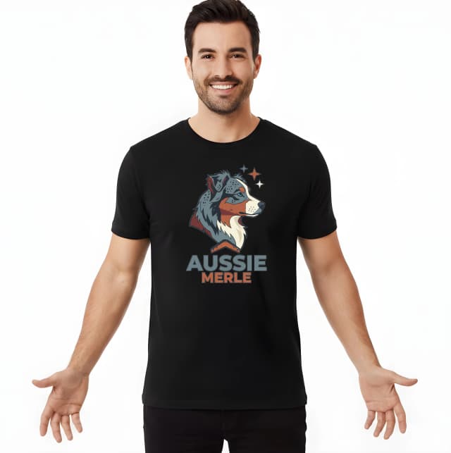 Pánske tričko Divoký Aussie Merle Štylizovaný Portrét Austrálskeho Ovčiaka