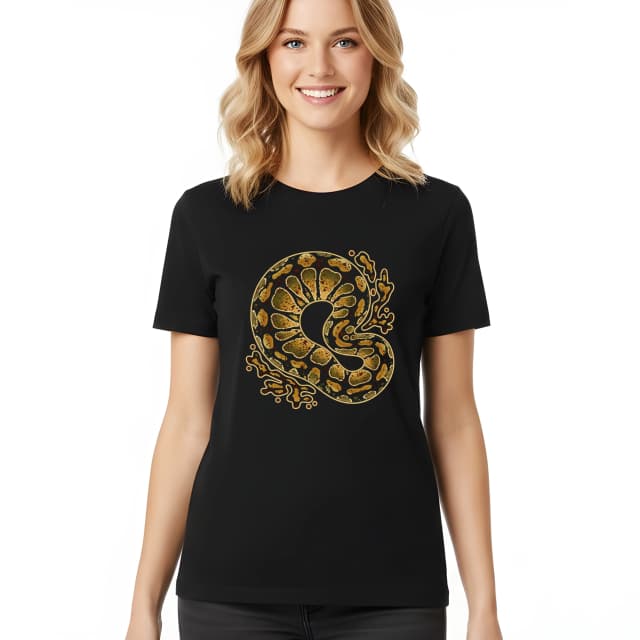 Dámske tričko Zlatý Python Exotický Luxusný Hadí Ornament V Tvare S