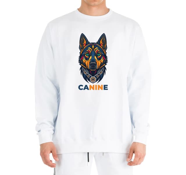 Mikina bez kapucne Canine Mechanický Vlk Farebná Geometrická Ilustrácia Pro Logo A Branding