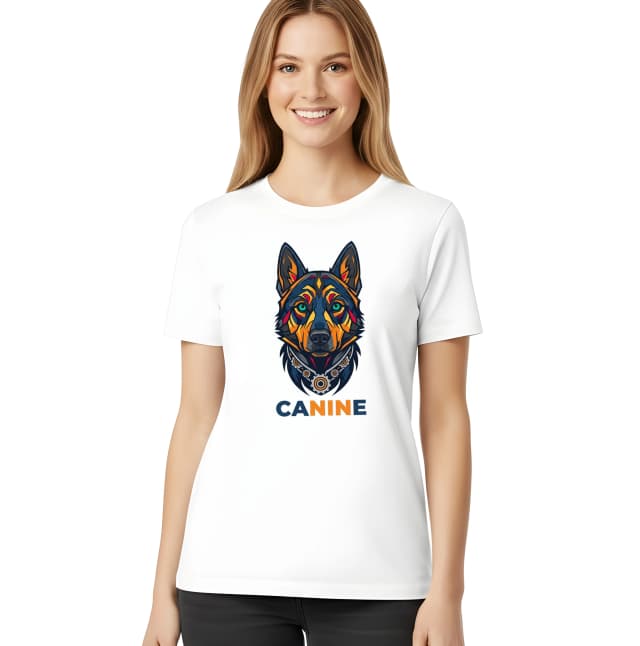 Dámske tričko Canine Mechanický Vlk Farebná Geometrická Ilustrácia Pro Logo A Branding