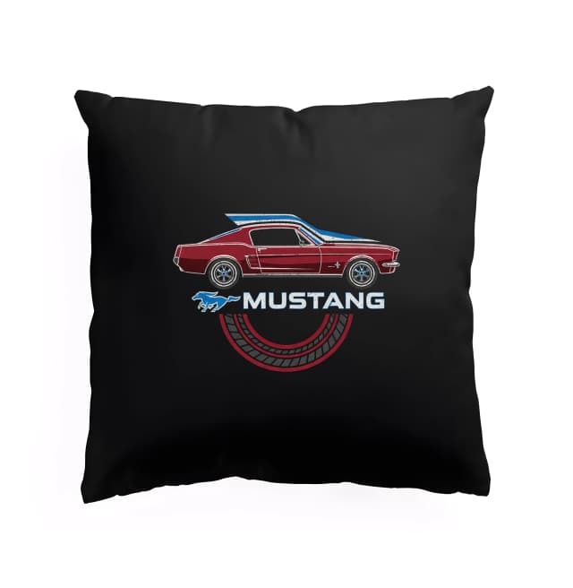 Vankúš Retro Silueta Klasického Mustang Nádych Americkej Sily A Pneumatikové Stopy