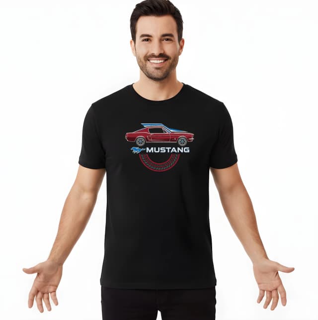 Pánske tričko Retro Silueta Klasického Mustang Nádych Americkej Sily A Pneumatikové Stopy