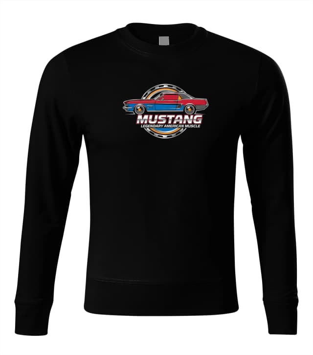 Mikina bez kapucne Mustang Legendárnej Americký Muscle Retro Profil Sila A Štýl
