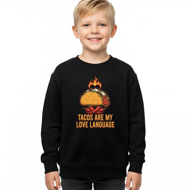 Detská mikina Tacos Sú Môj Jazyk Lásky S Chilli A Plamene