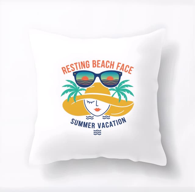 Vankúš Resting Beach Face Letná Pohoda Klobúk Palmy A Západ Slnka U Mora