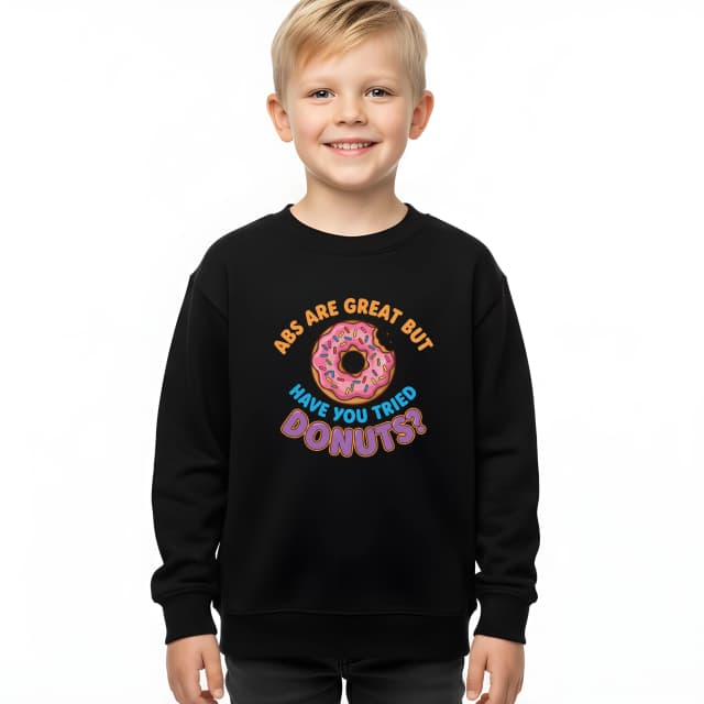Detská mikina Svaly Sú Super Ale Čo Takto Donuts Miesto Nekonečné Driny