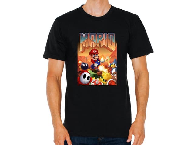 Pánske tričko Mario doom paródia