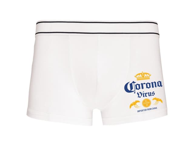 Boxerky Coronavirus paródia pivo