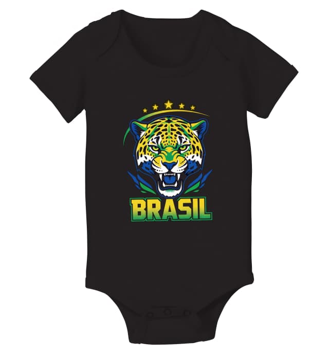 Detské body Divoký Jaguár Brasil Zlatý A Zelený Futbalový Emblém Sily