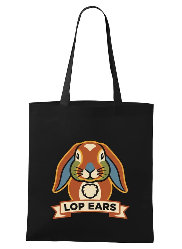 Nákupná taška Roztomilý Trpasličí Králik Lop Ears Retro Logo S Visiacimi Ušima Pre Fanúšikov