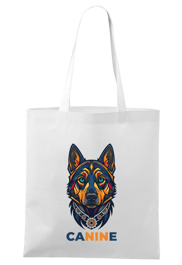 Nákupná taška Canine Mechanický Vlk Farebná Geometrická Ilustrácia Pro Logo A Branding