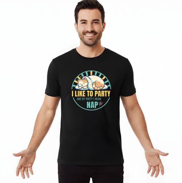 Pánske tričko Rád Parím A Pod Party Myslím Šlofík S Mojou Mačkou